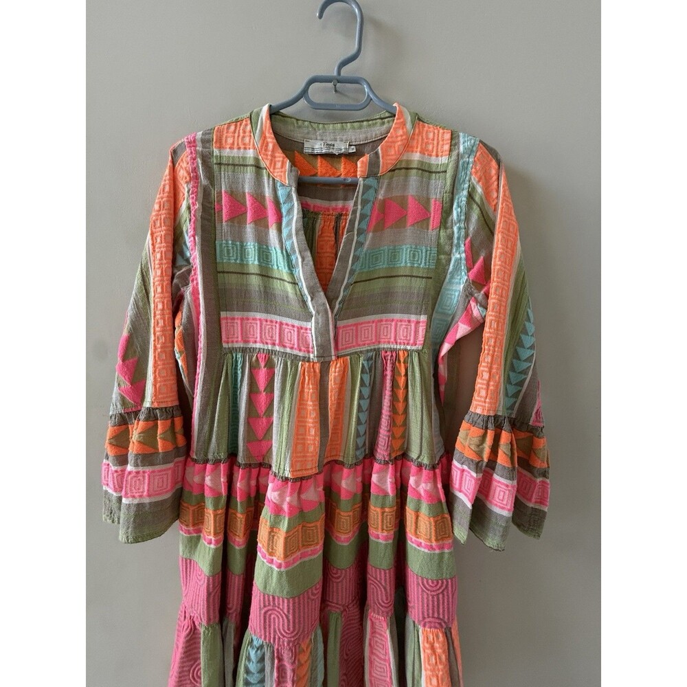 Devotion Twins Ella Short Dress XS Multi Neon Pink Orange Tunic Boho - Picture 2 of 8